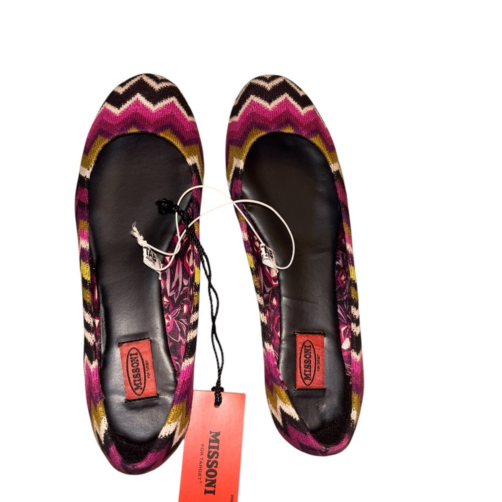 Missoni Women's chevron Zigzag Pattern Flats - Pink and Black